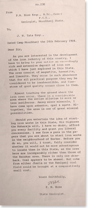P N Bose's letter
